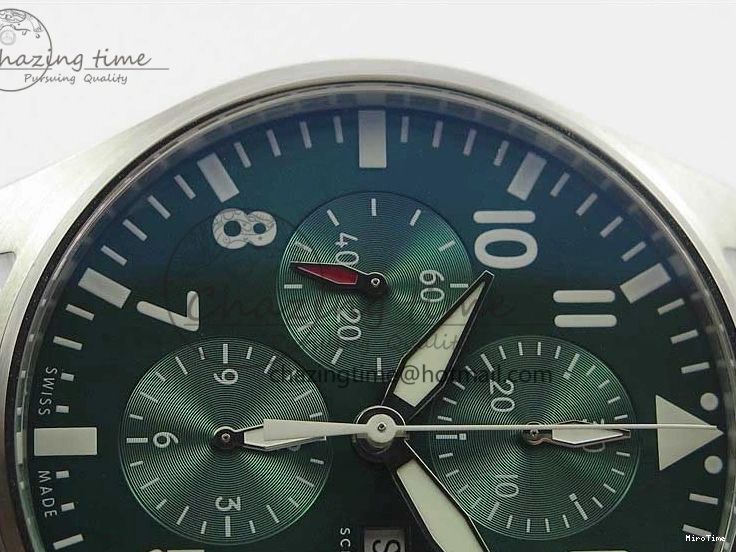 MIROTIME 0414 Pilot Chrono IW377726 ZF 1:1 Best Edition Green Dial on Brown Leather Strap A Trendsetting 7125